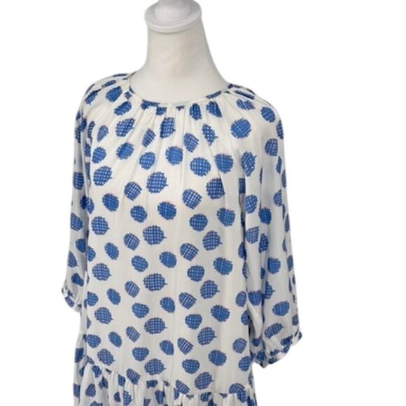 🎨 NWT Emily McCarthy Blue Polka Dot Long Sleeve Dress - Size S- gorgeous 🎨 - Picture 2 of 14